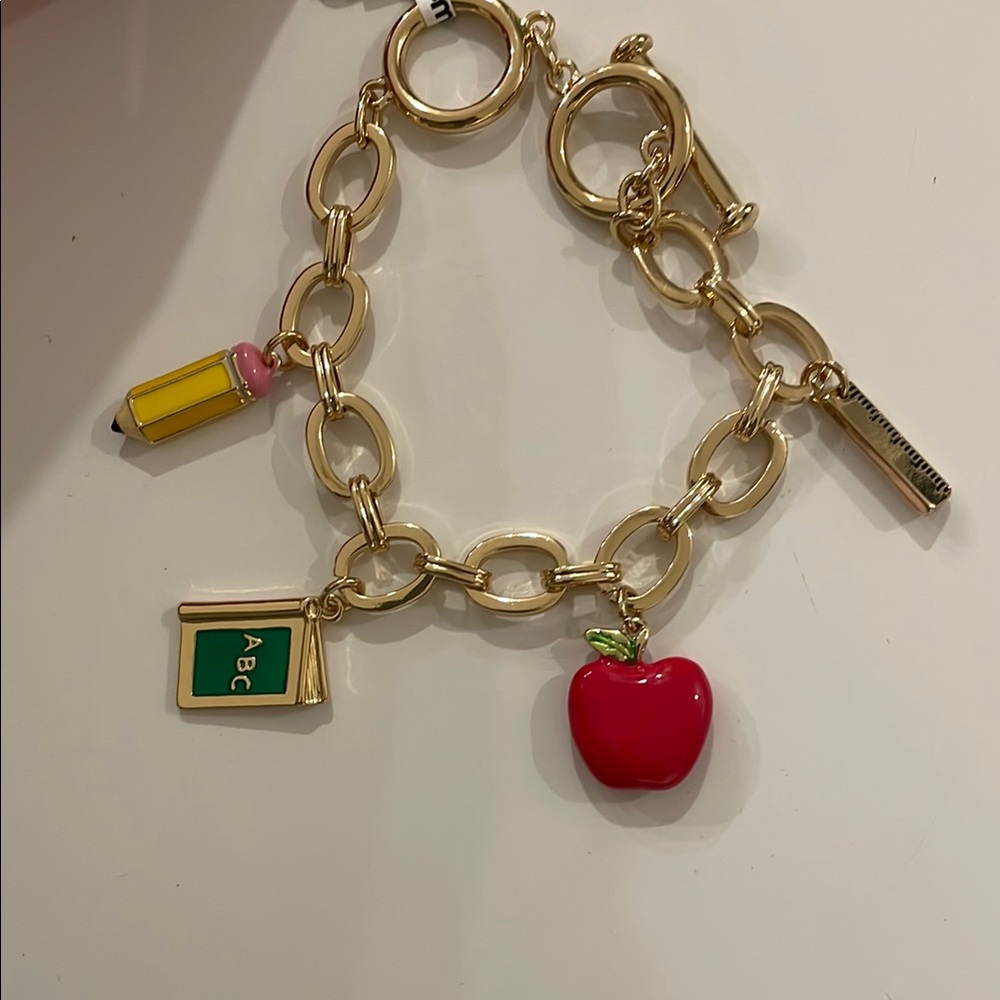 NEW Gold charm Bracelet with teacher School-Themed Charms